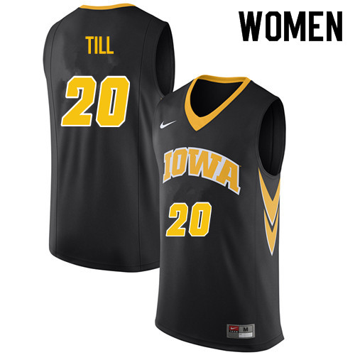 Women #20 Riley Till Iowa Hawkeyes College Basketball Jerseys Sale-Black